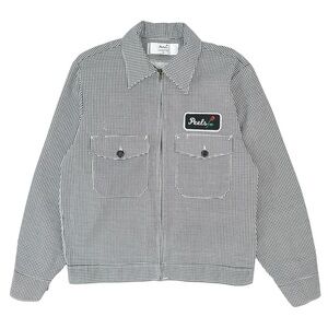 Peels NYC Black & White Houndstooth Lightweight Zip Up Work Jacket sz M